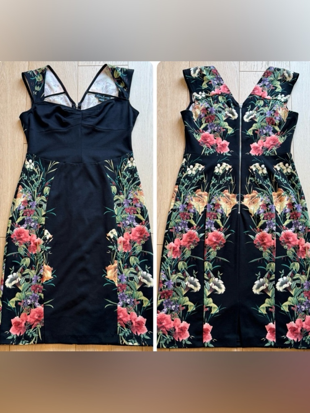 Guess by Marciano Black Floral Bodycon Dress 🌺 Stunning Floral Back Bodycon